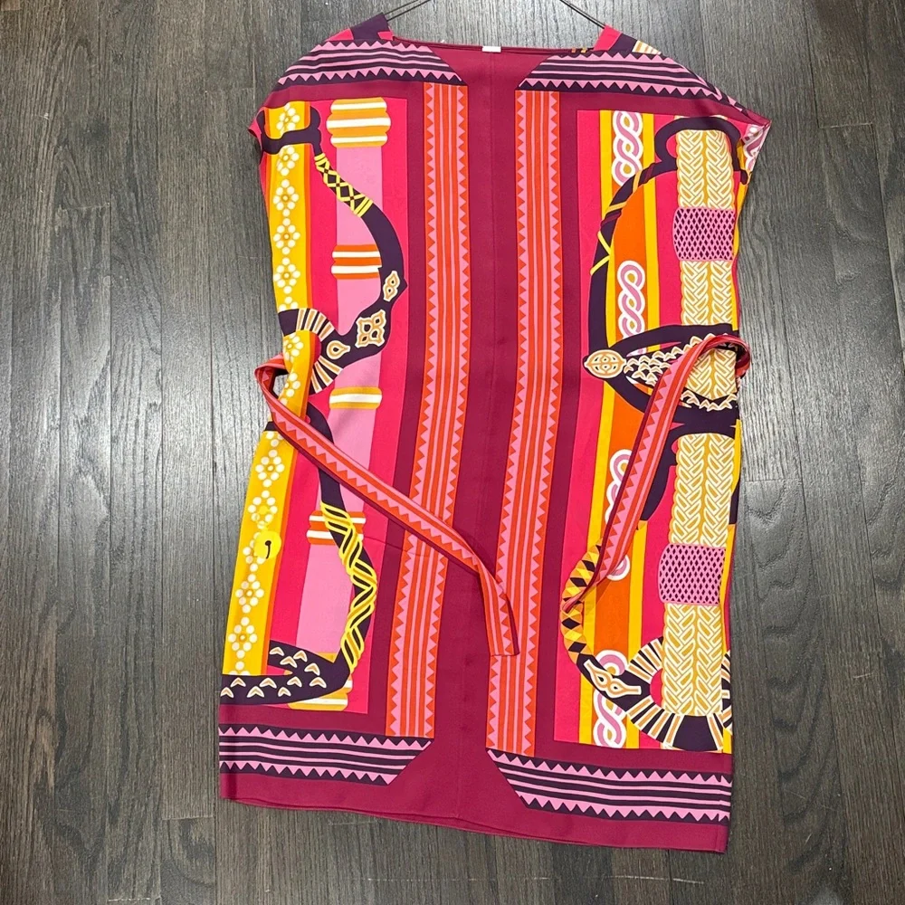 Hermes Silk Pink Printed Belted Mini Dress - Picture 5 of 8